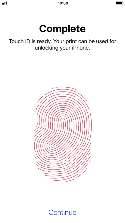 Press Continue. If you haven't previously selected a phone lock code, key in a code of your own choice twice.