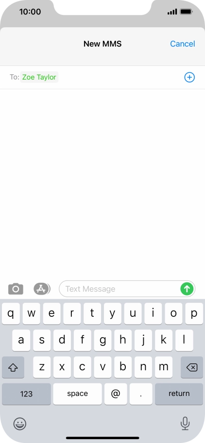 Press the text input field and write the text for your picture message.