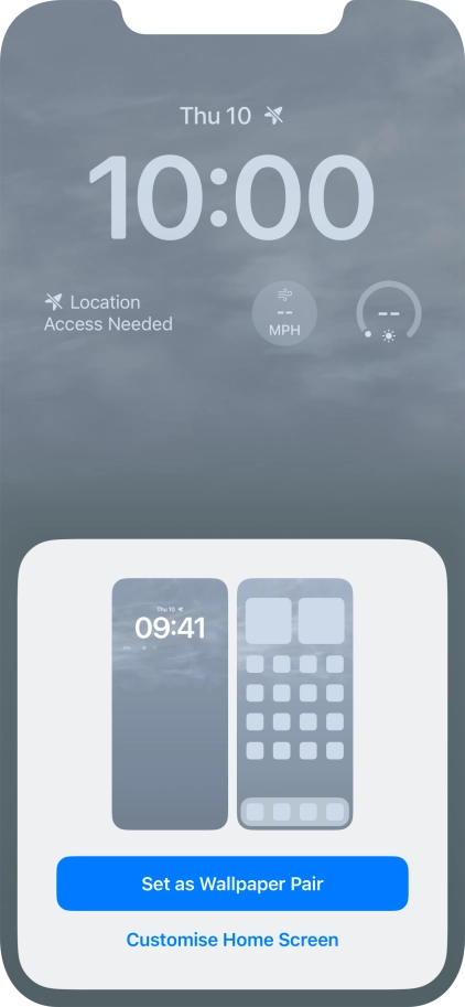 To use the same colour theme on the home screen, press Set as Wallpaper Pair.