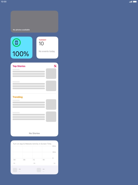 Slide your finger up or down on the screen to see more widgets.