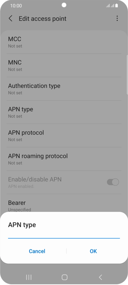 Key in default and press OK.