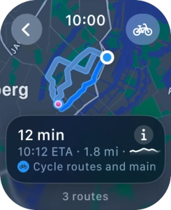 Turn the Digital Crown to see the suggested routes.