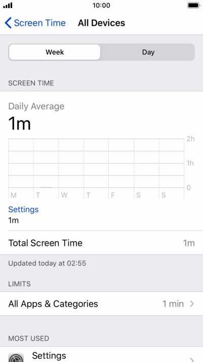 The use for the past week is displayed next to Total Screen Time.