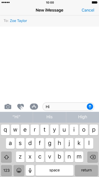 Press the sticker icon and follow the instructions on the screen to add a sticker to your iMessage.
