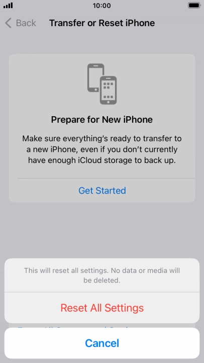 Press Reset All Settings.