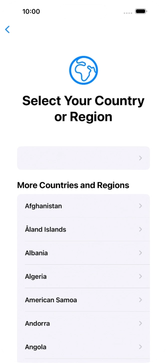 Press the required country or area.