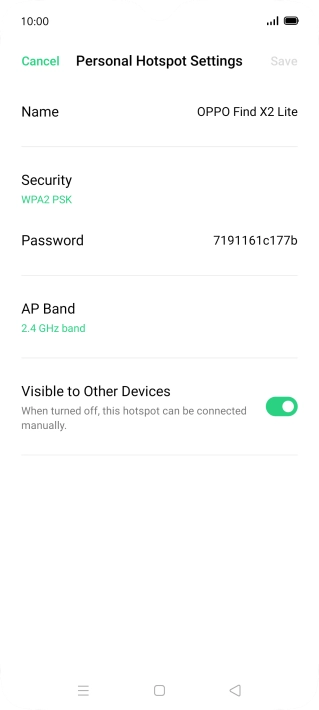 Press Name and key in the required name for the Wi-Fi hotspot.