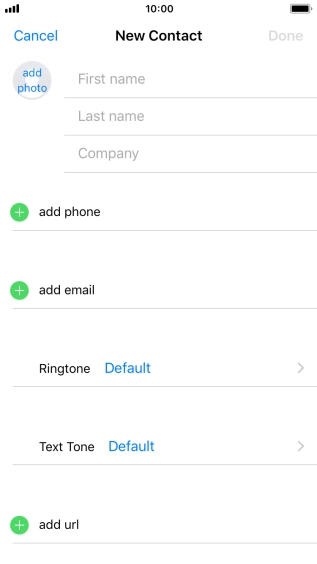 Press First name and key in the first name.