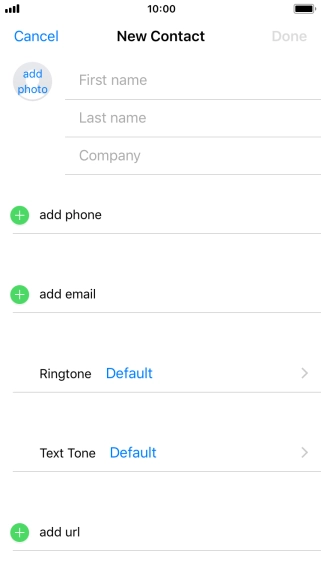 Press First name and key in the first name.