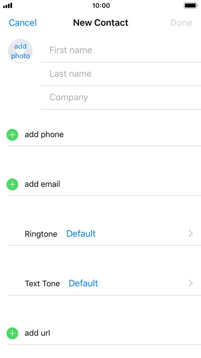 Press First name and key in the first name.