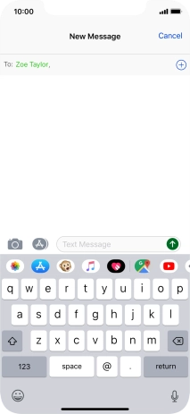 Press the text input field and write the text for your text message.
