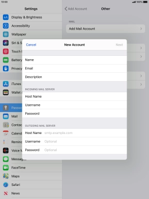 Press Host Name and key in the name of your email provider's outgoing server. Please note that if you can't send email messages when using your email provider's outgoing server, key in smtp.vodafone.net.au (Vodafone's outgoing server).