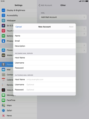 Press Host Name and key in the name of your email provider's outgoing server. Please note that if you can't send email messages when using your email provider's outgoing server, key in smtp.vodafone.net.au (Vodafone's outgoing server).