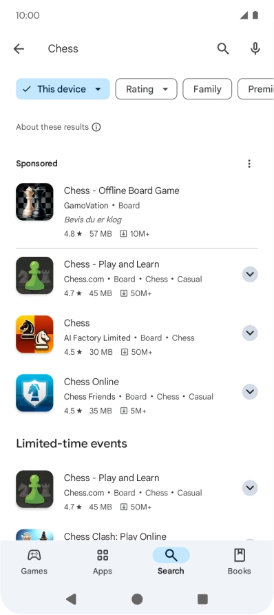 Press the required app.