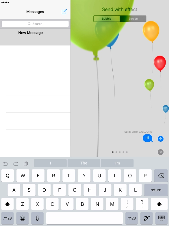 Press the send icon when you've selected the required effect for your iMessage.
