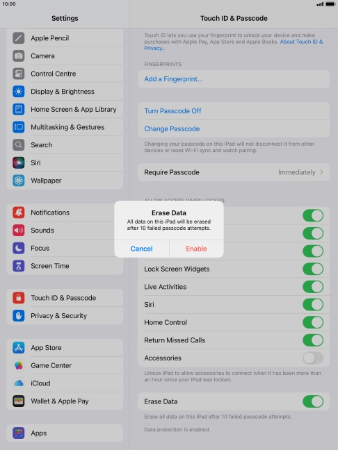 If you turn on the function, press Enable.