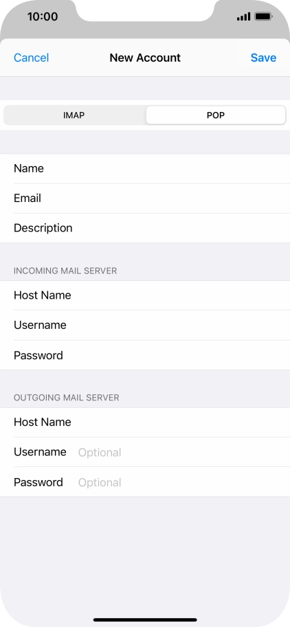 Press Username and key in the username for your email account. Please note that if you're using Vodafone's outgoing server, leave the username field empty.