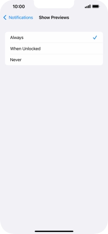 To select notification preview on the lock screen, press Always.