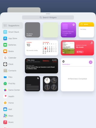 Press the required widget.