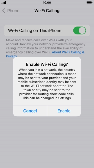 If you turn on the function, press Enable.