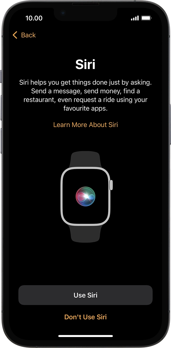 On your phone: Press the required setting to turn the function on or off. If you turn on the function, you need to follow the instructions on the screen to set up Siri.