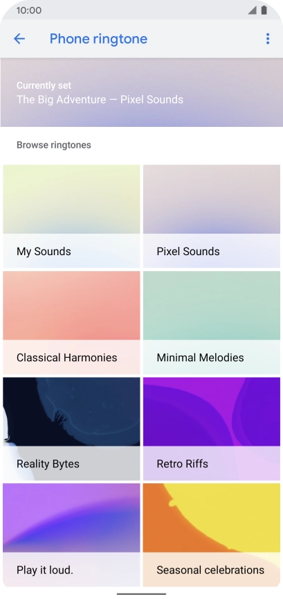 Press the required category.