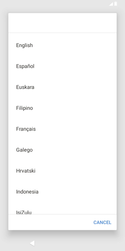 Press the required language.
