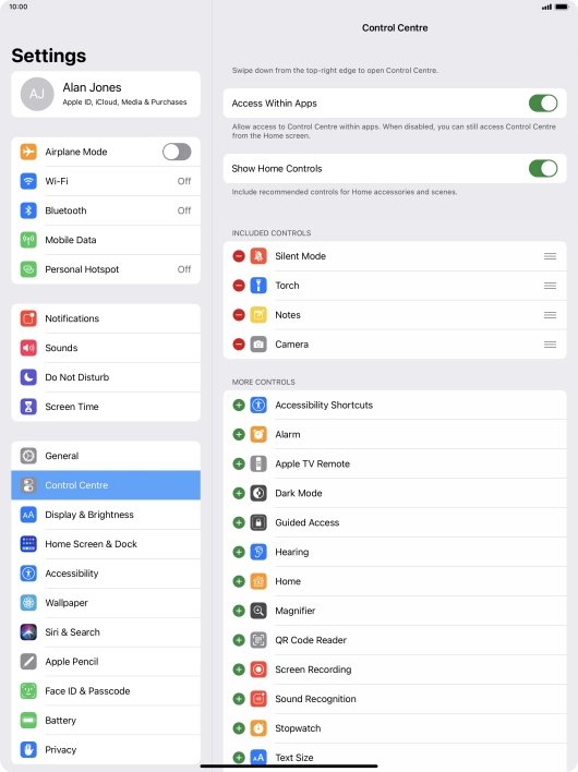 Press the indicator next to 