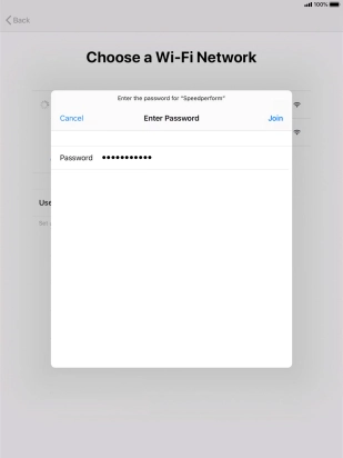 Key in the password for the Wi-Fi network and press Join.