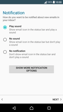 Press the required setting below Notification.