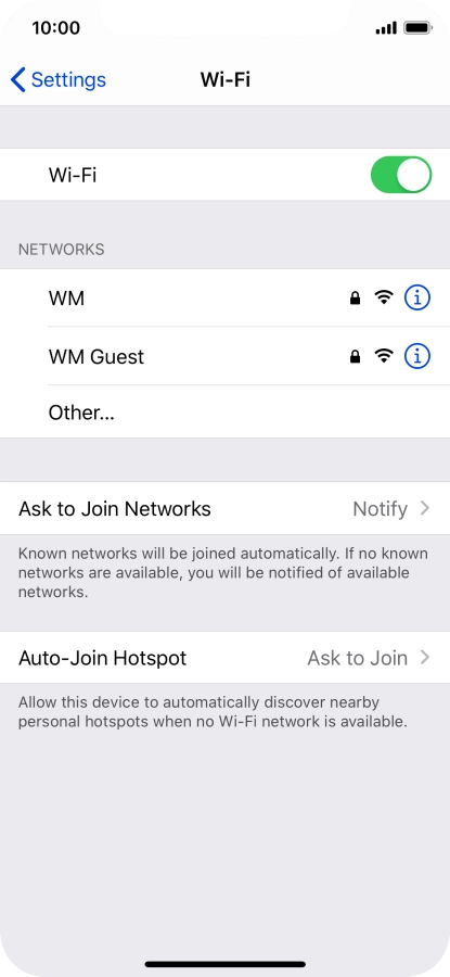 Press the required Wi-Fi network and key in the password for the Wi-Fi network.