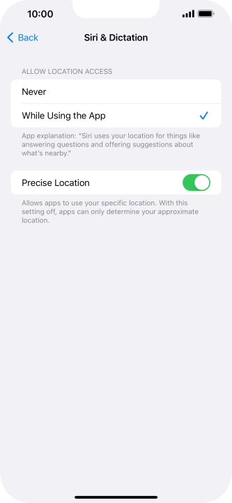 Press the required setting to turn the function on or off.