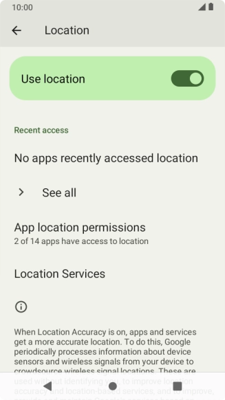 Press App location permissions.