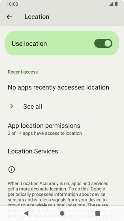 Press App location permissions.