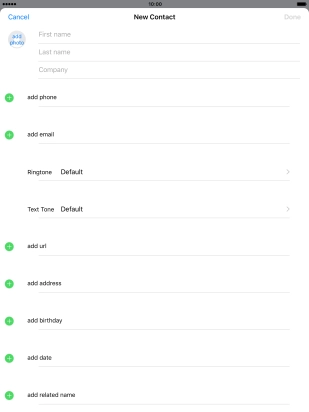 Press First name and key in the first name.