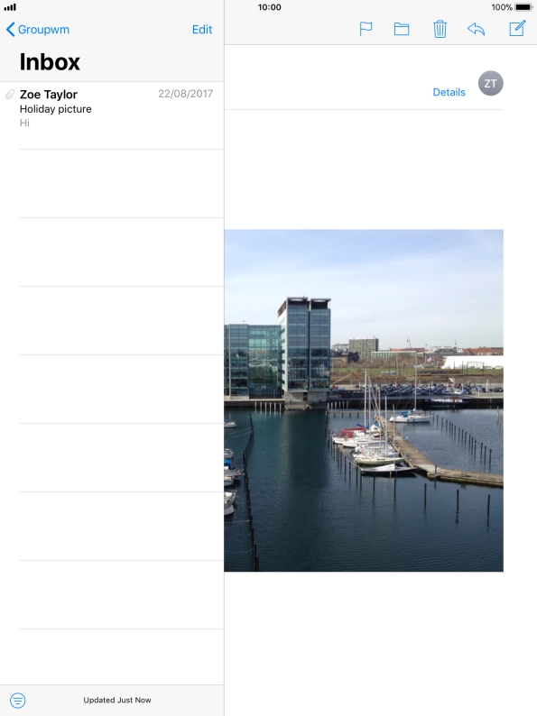 Press the new email message icon.