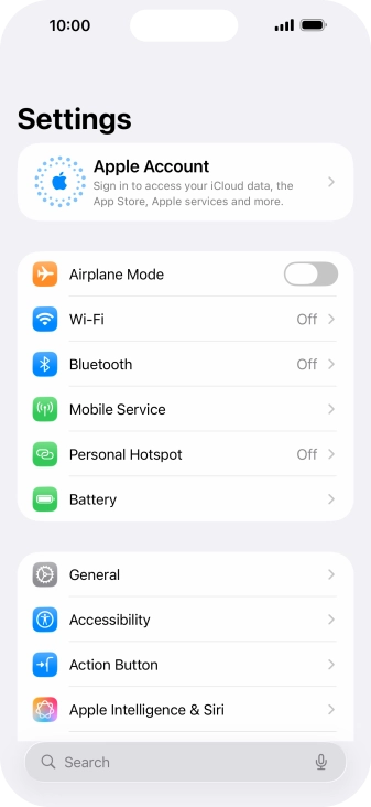 Press Apple Account.