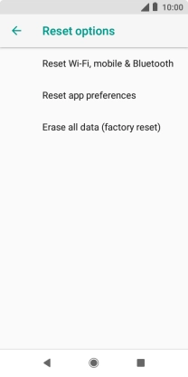 Press Erase all data (factory reset).