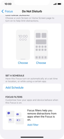 Press Add Schedule and follow the instructions on the screen to select settings for automatic activation of Do Not Disturb.