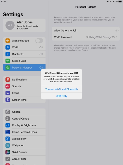 If Wi-Fi is turned off, press Turn on Wi-Fi and Bluetooth.