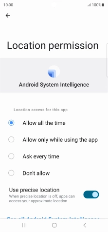 Press the required setting.