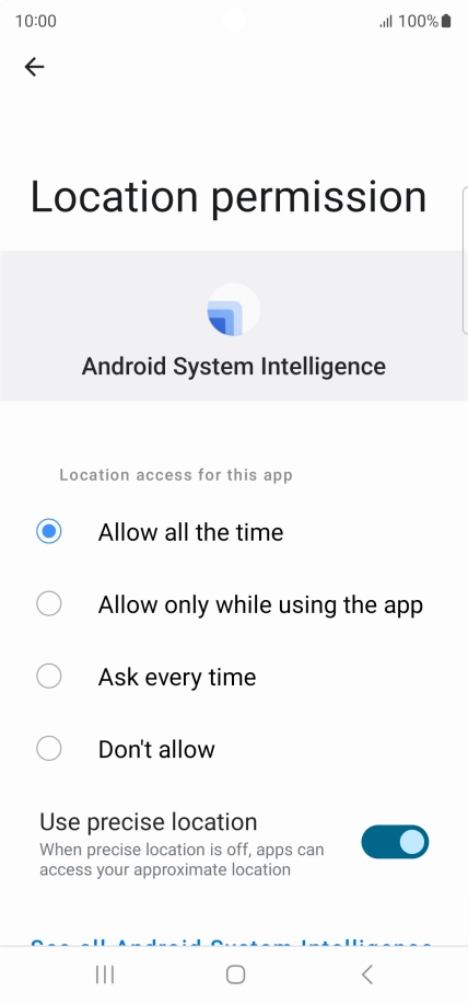 Press the required setting.
