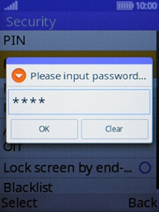 Key in the phone lock code (default is 1234) and press the Left selection key.