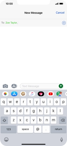 Press the text input field and write the text for your text message.