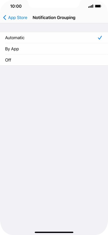 Press the required setting.