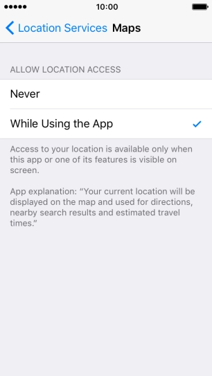 Press the required setting to turn the function on or off.