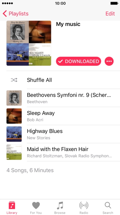 Hard press and hold the required audio file until a pop-up menu is displayed.