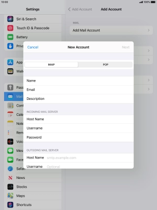 Press Host Name and key in the name or IP address of your email provider's outgoing server. Please note that if you can't send email messages when using your email provider's outgoing server, key in smtp.vodafone.net.au (Vodafone's outgoing server).