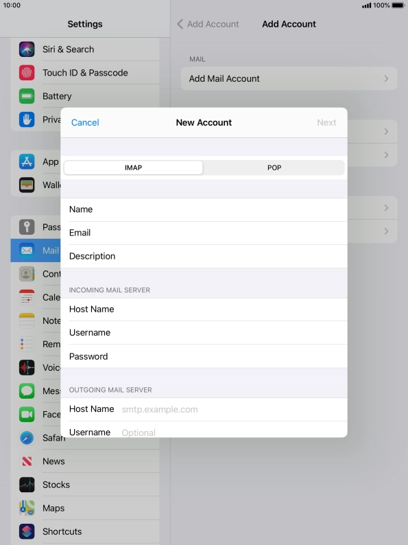 Press Host Name and key in the name or IP address of your email provider's outgoing server. Please note that if you can't send email messages when using your email provider's outgoing server, key in smtp.vodafone.net.au (Vodafone's outgoing server).