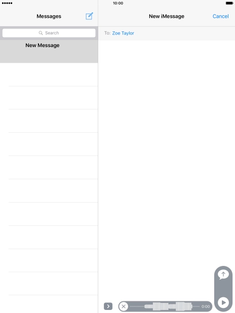 Let go to stop the sound recording and press arrow up to send the sound recording.